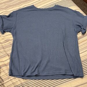 SHEIN Blue Textured Short Sleeve Tee